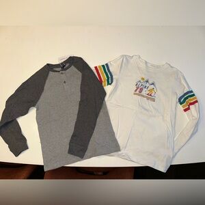 Janie and Jack Grey and white long sleeve Tee Shirt Boys Set Lot Size 8